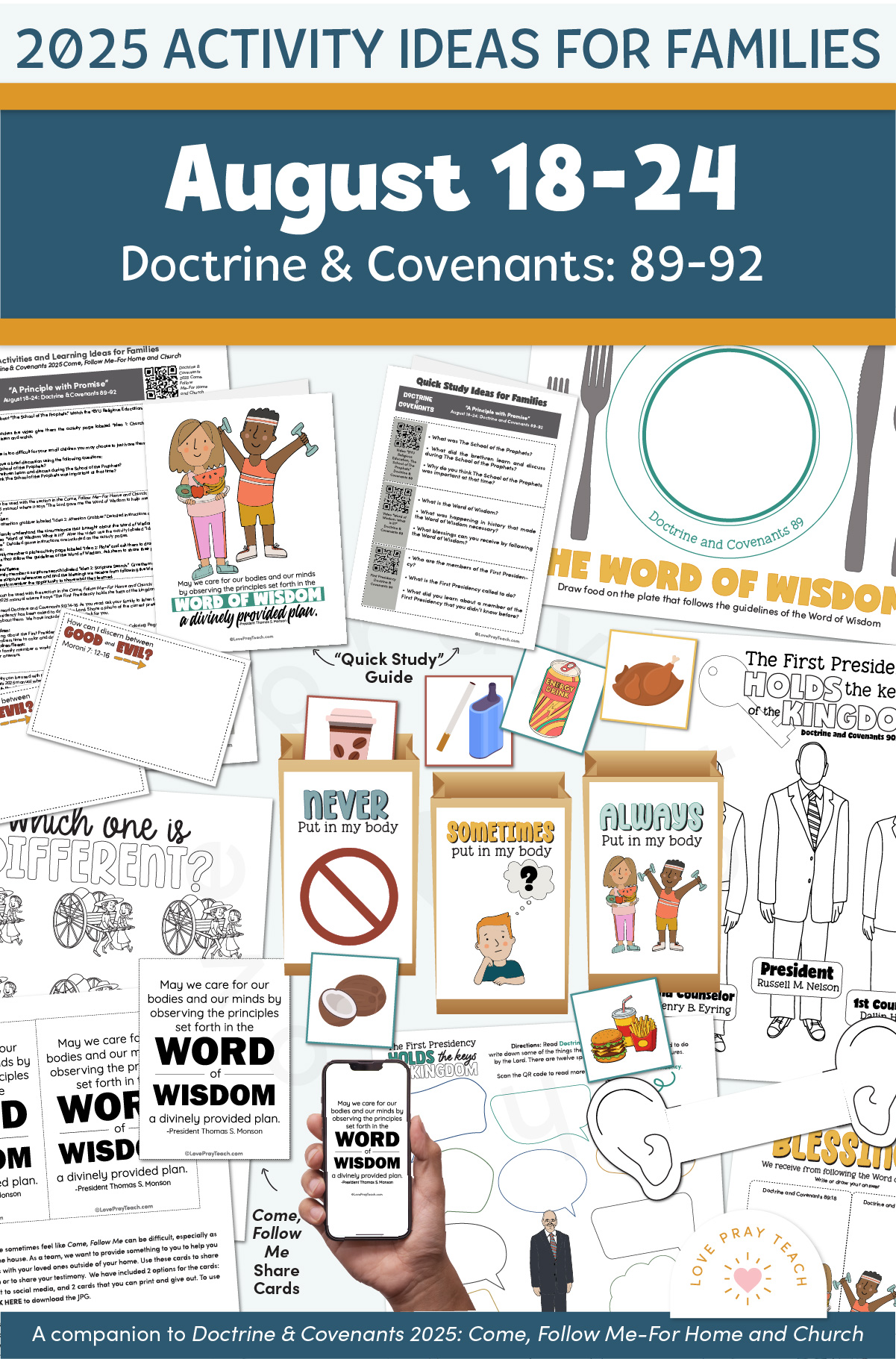 Activities and Learning Ideas for Families: August 18-24, Doctrine and Covenants 89-92, A companion to Doctrine and Covenants 2025 Come, Follow Me Home and Church